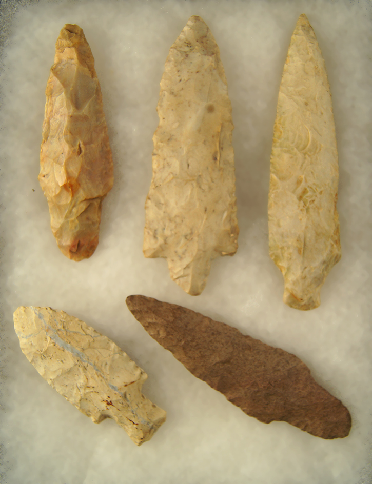 Set of 5 Stemmed Knives found in Ohio - largest is 4 9/16".