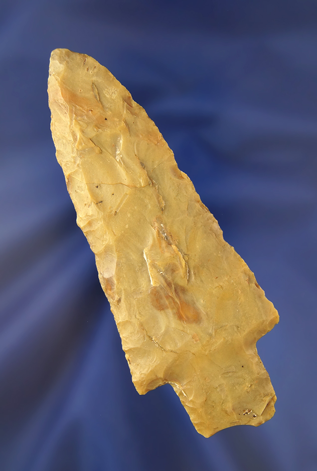 4 7/16" Flint Ridge Flint Adena knife that is very thin found in Darke Co., Ohio. Ex.Mumaw.