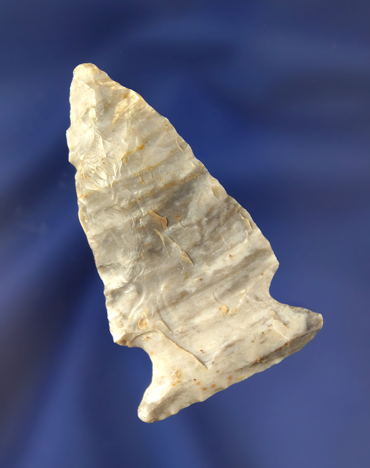 Beautiful material color on this 2 3/8" Flintridge Flint Cornernotch found in Marion Co., Ohio.