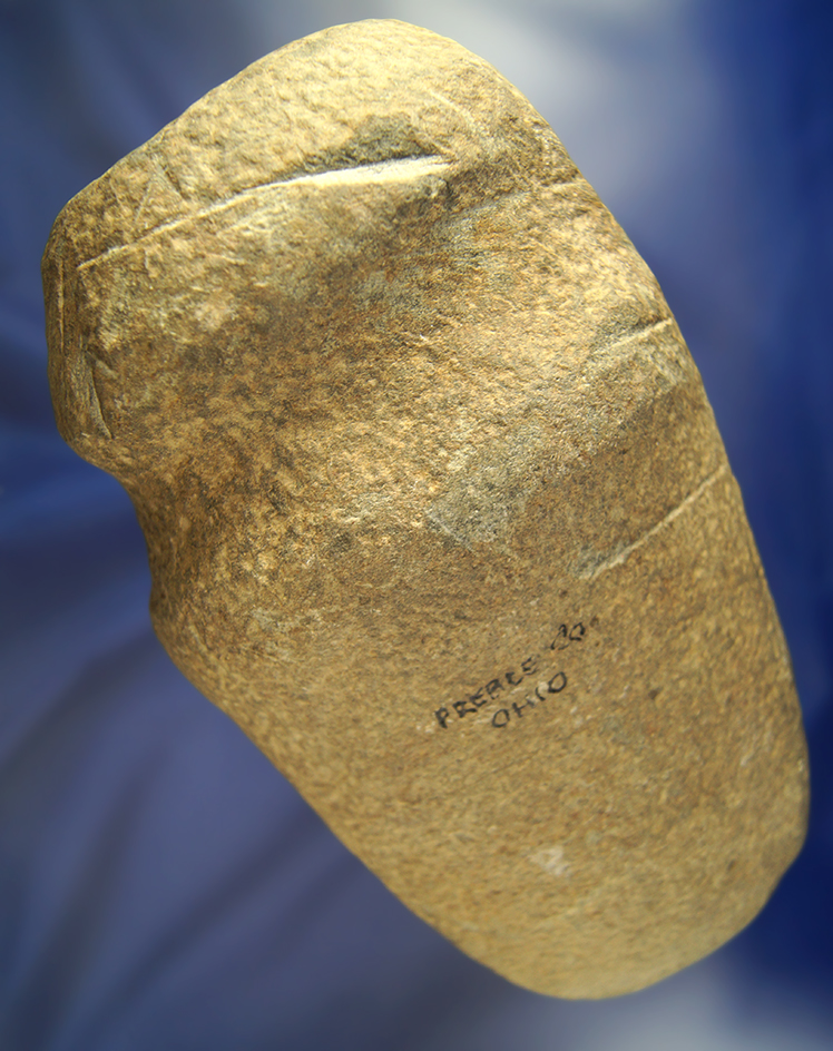 Very large 8" long 3/4 grooved raised ridge Axe found in Preble Co., Ohio.