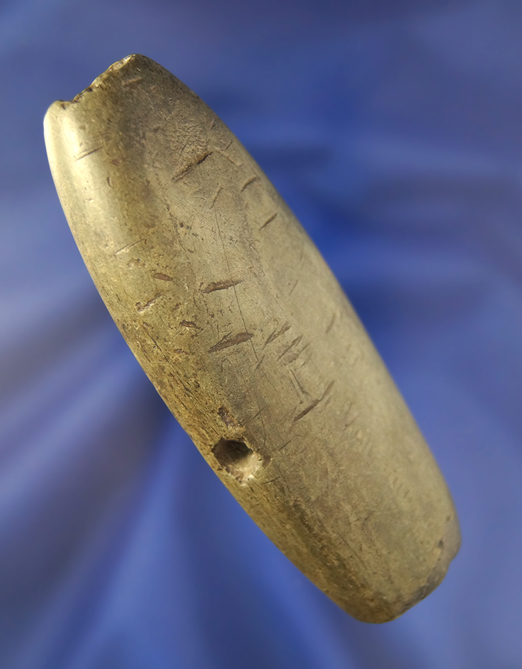 3 3/4" Flattened Tube Pipe that is heavily patinated - Miami Co., Ohio. Minor restoration to one end