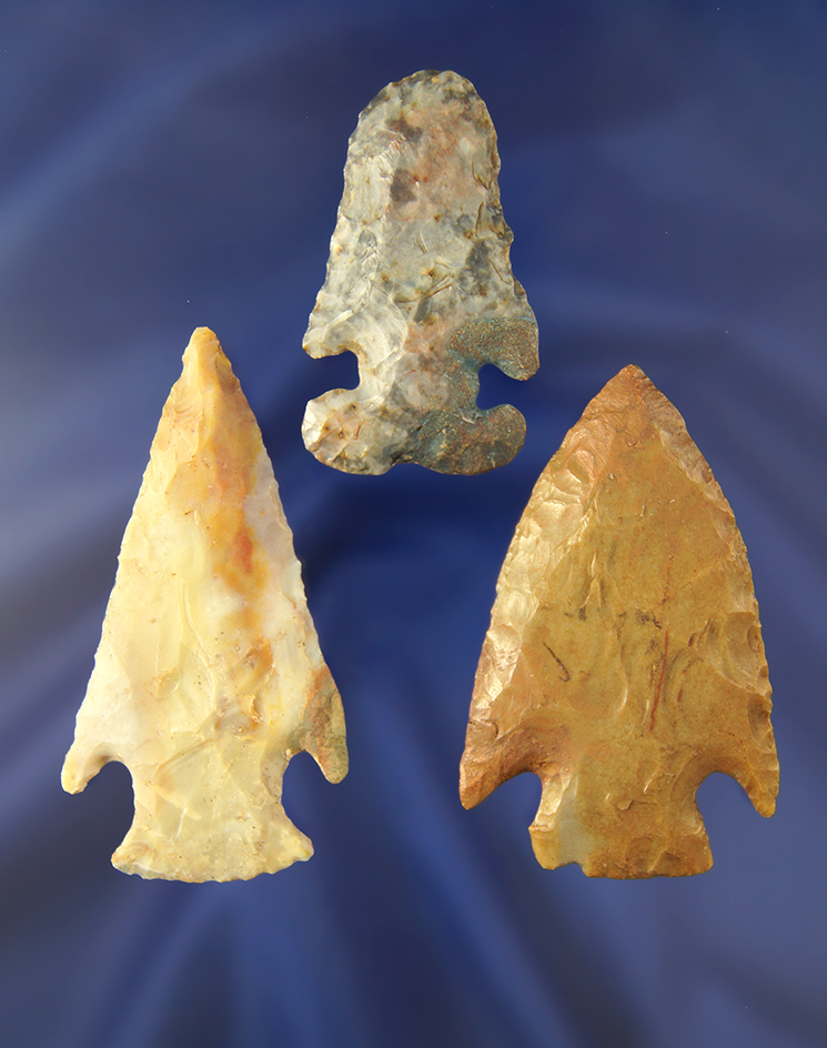 Set of three nice Ohio Artifacts with some restoration, largest is 2 7/8".