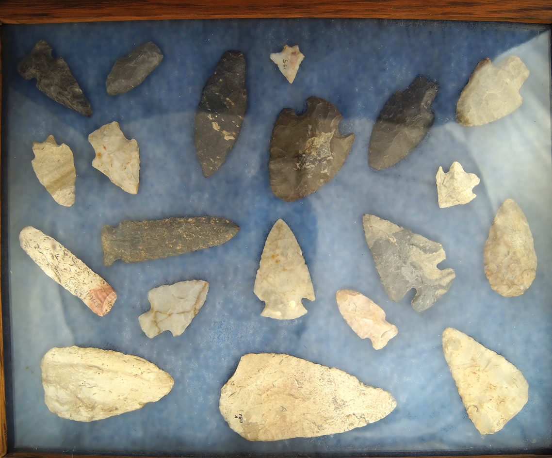 Group of 20 Assorted Flint Artifacts found in Ohio, largest is 4 1/2".