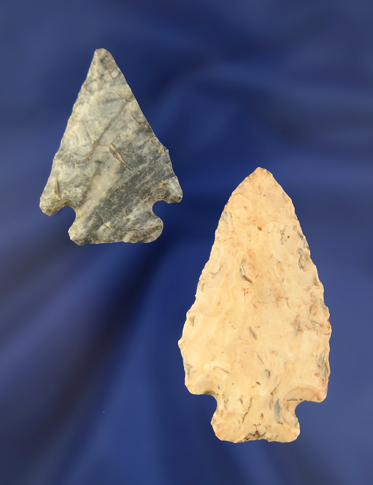 Pair of Ohio Pentagonal Arrowheads, found near Fredericktown, Knox Co., Ohio.