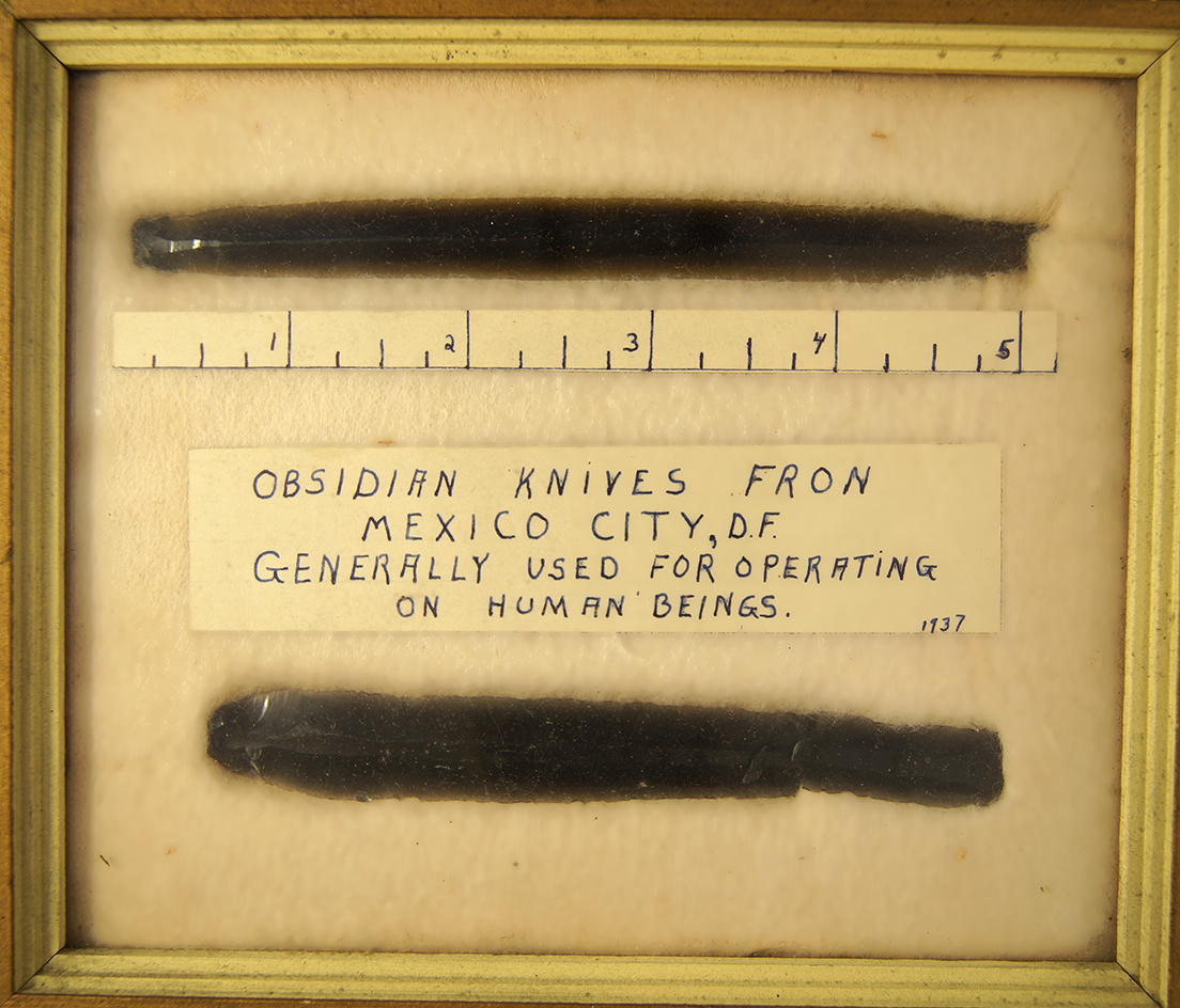 Pair of Obsidian Lancet Knives found near Mexico City. One is broken. Largest is 5".