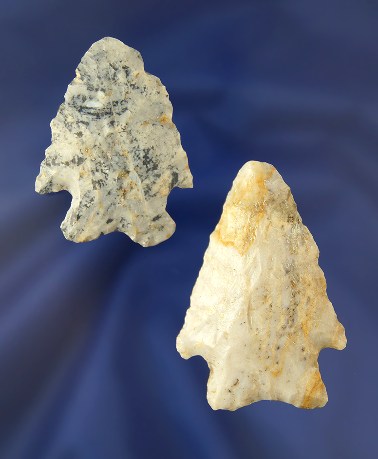 Pair of Ohio Bifurcate Base Arrowheads, largest is 2 5/16".