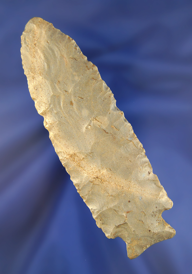 4 5/8" Stilwell that is thin and very well made from Hornstone with minor restoration