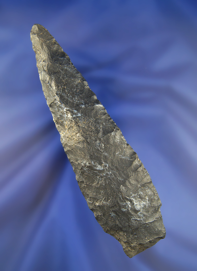 Very large 5 11/16" Archaic Stemmed Knife made from Coshocton Flint found in Darke Co., OH