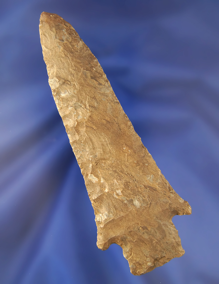 4 13/16" Dover Flint Stemmed Knife found in Tennessee with exceptional flaking.
