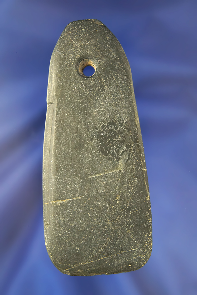 4 1/16" black slate Pendant found in Mercer Co., Ohio. Ex. Frank Meyer.