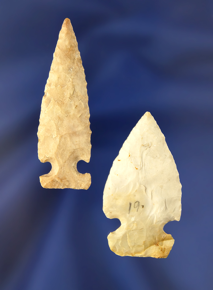 Pair of thin and well styled Ohio Arrowheads, largest is 2 1/16".