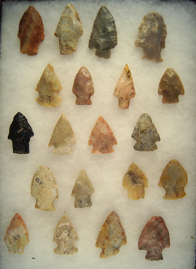 Set of 20 Assorted Arrowheads found in Ohio. Largest is 2".