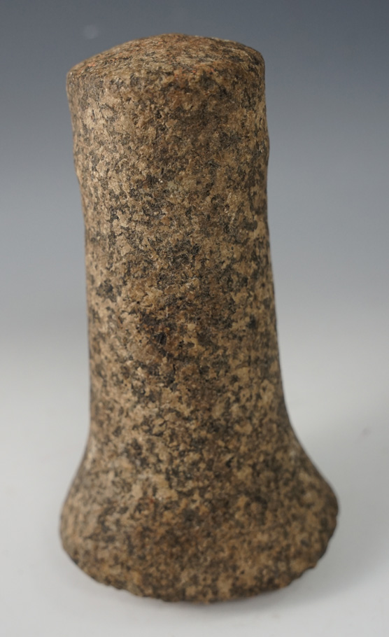 Nice 6 1/4" Tall Bell pestle with a unique double flared Poll, found in Ohio.