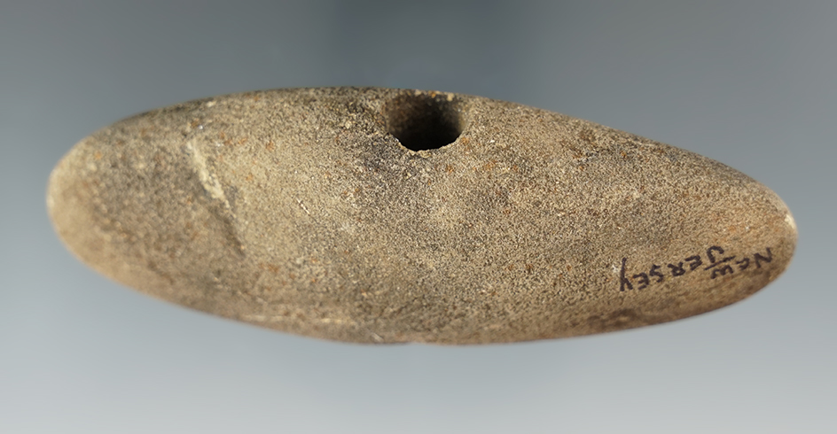 4 1/16" Bannerstone made from Sandstone found in New Jersey.