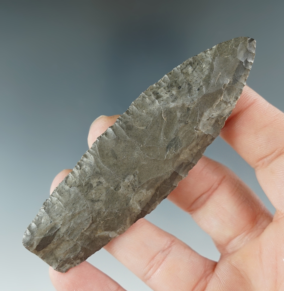 3 9/16" Paleo Lanceolate made from Onondaga Flint found near Raccoon Creek, Pennsylvania.