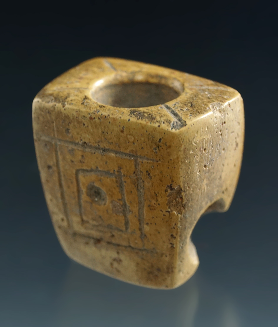 1 3/16" Tall Pipestone Pipe found in Adams Co., Ohio with nice engravings.