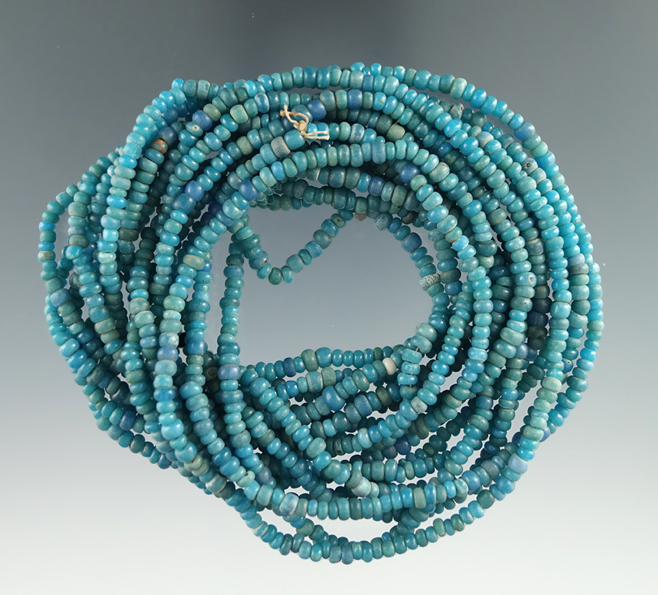 HUGE!  120" (10 feet)  long strand of trade beads found near Muskogee, Elmore Co., Alabama.