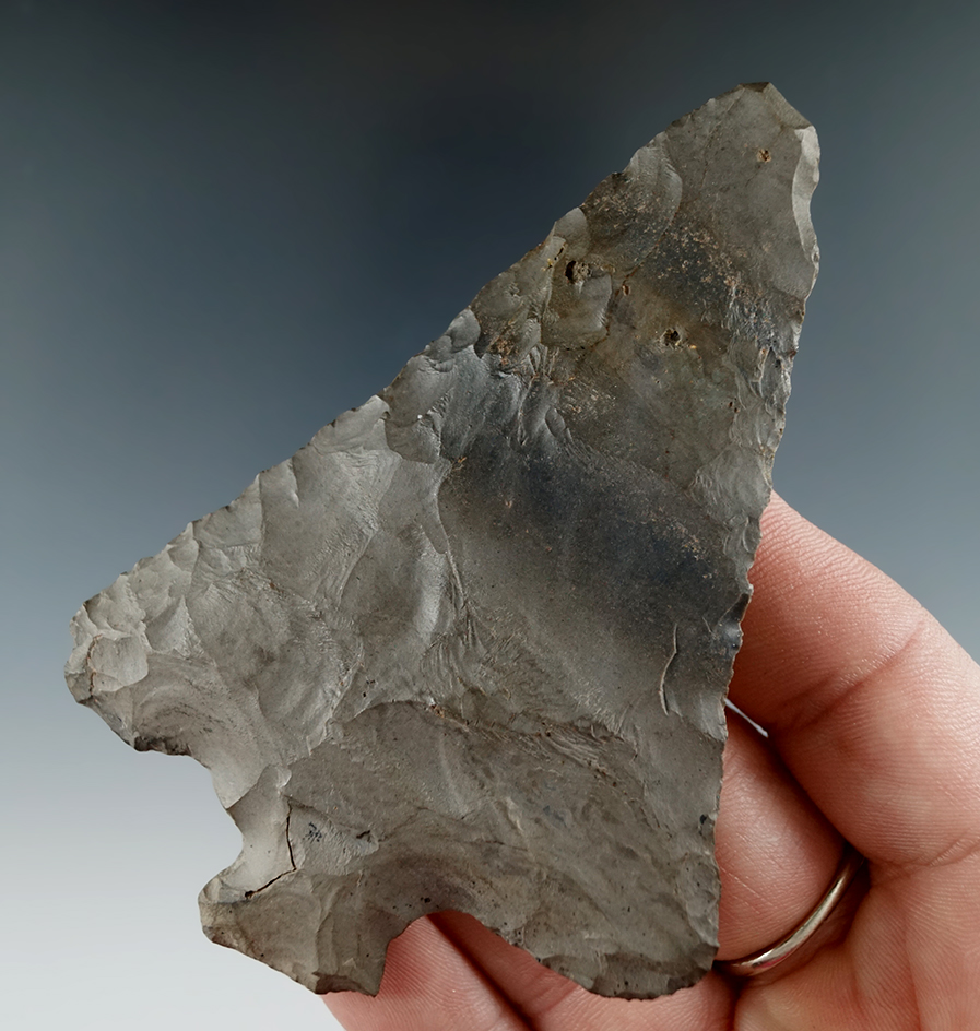 Large 3 11/16" Perkiomen found in Delaware Co., New York that is nicely patinated. Ex. Tom Davis.