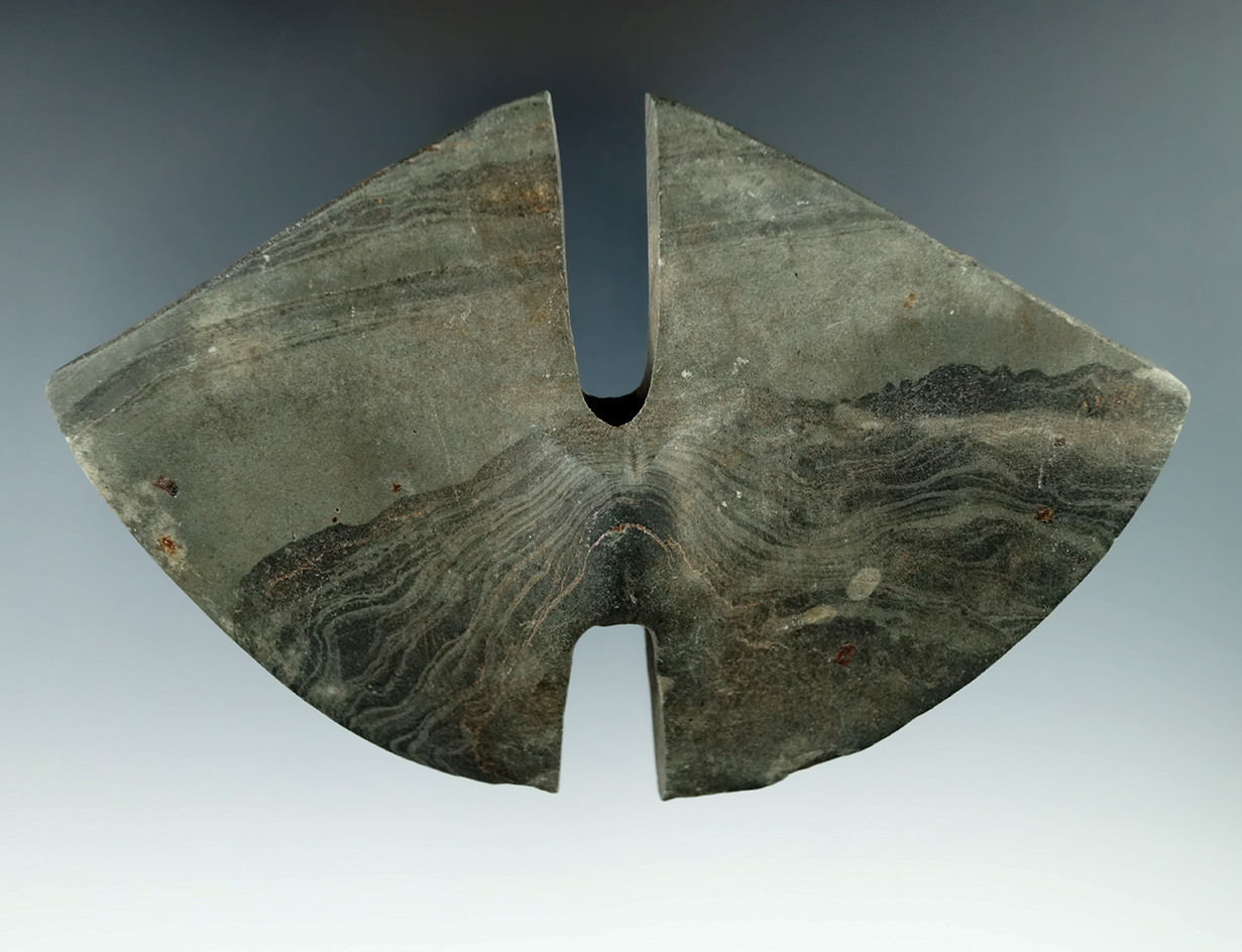 Exceptional! 5 1/8" Double Notched Butterfly Bannerstone - northern Indiana near Michigan border.