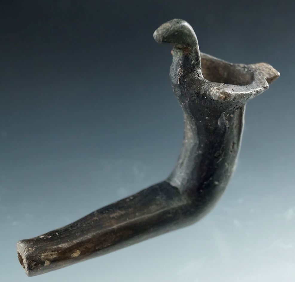 2 3/4" Long Miniature Bird Effigy Iroquois Clay Pipe with some restoration to a couple of areas NY.