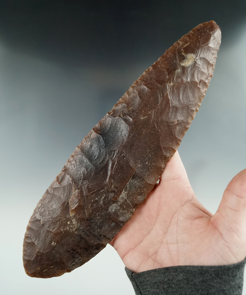 Pictured - Sale Highlight! Exceptional 9 3/4" Bi-Pointed Ceremonial Blade - Spiro Mound,  Oklahoma.