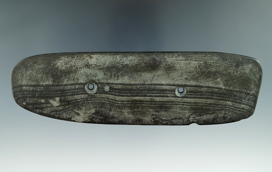 5 13/16" Rectangular Gorget found in Lagrange Co., Indiana. Ex. Warner, Len Weidner collections.