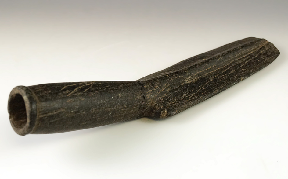 Very large 9 11/16" Steatite Monitor Pipe that is broken and glued at the base - Tennessee