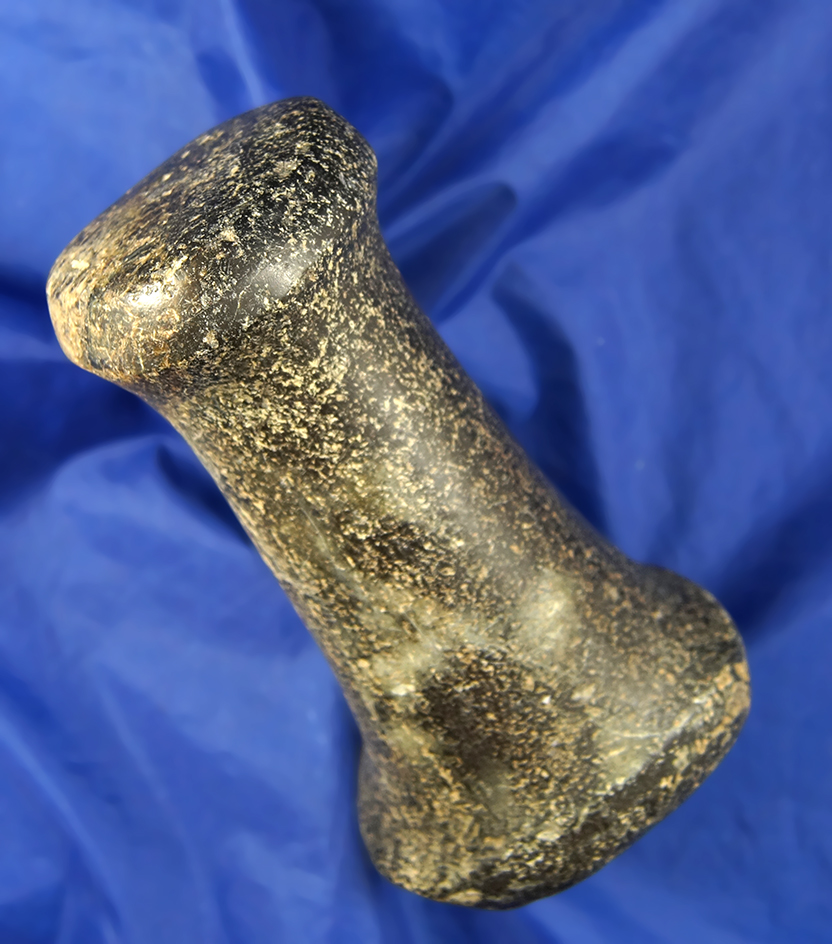 Exceptional NW Coast Spool Maul, black marbled Jadite, highly polished, 6". Ex - Bill Peterson