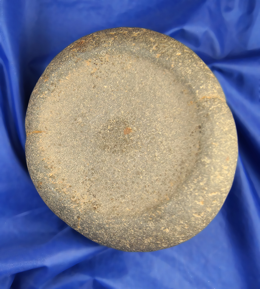 2-sided 'paint palette' or grinder, well worn, approx 4 1/2" diameter. Ex. Bill Peterson.