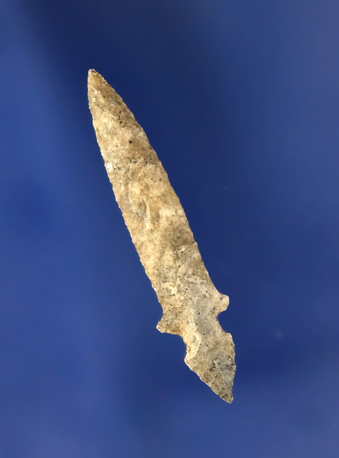 Klickitat Dagger pictured in Overstreet. G-10, 1 3/8”, Grey Chalcedony. Wasco Co Oregon.