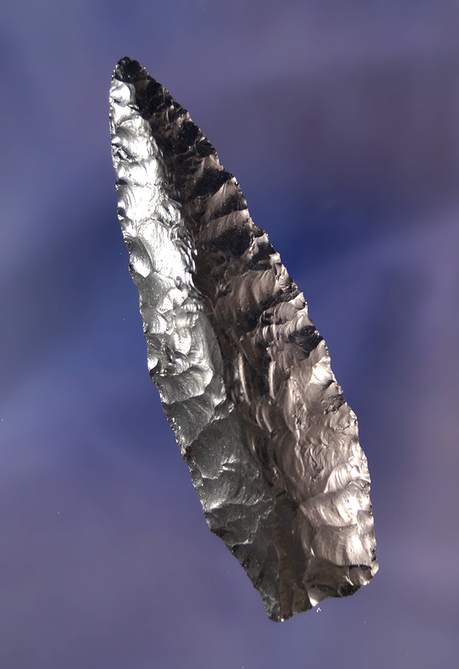 2 3/4" Windust found near Fort Rock Oregon made from Obsidian. Rogers COA.