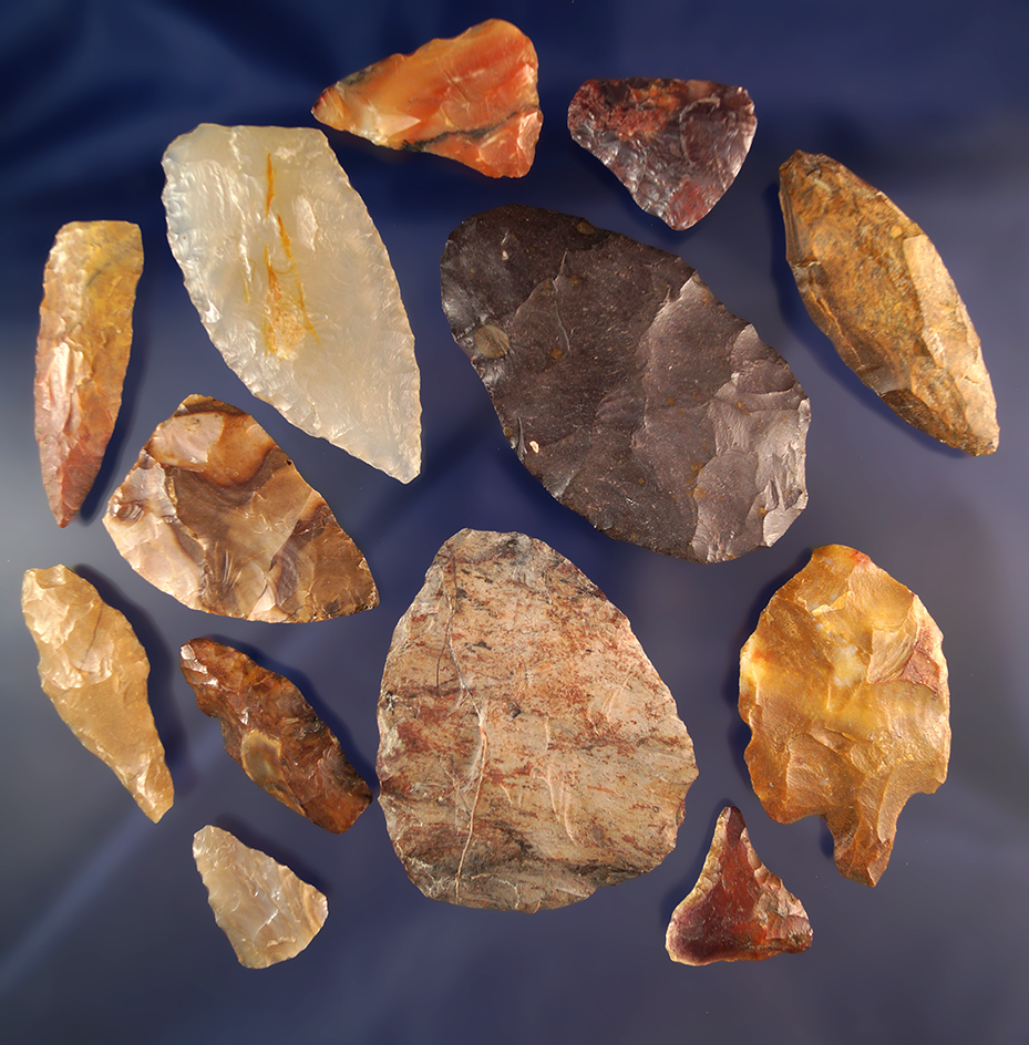 Group of 13 Knives found by Keith Bradbury in Benton Co., Washington. Largest is 3".