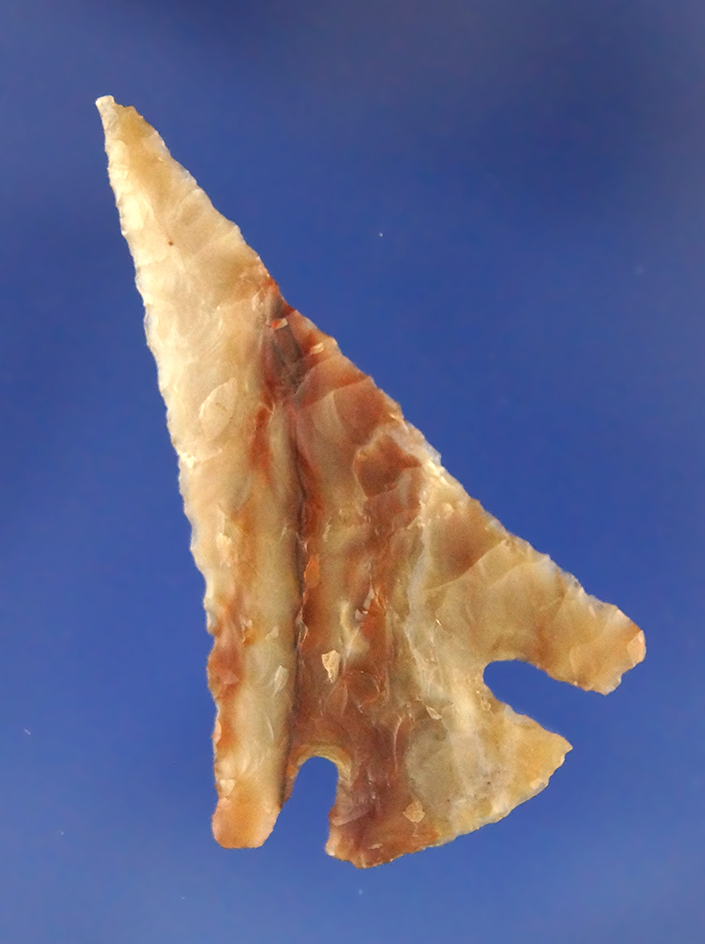 1 3/4" Eastgate made from striped Agate. Found near The Dalles, Columbia River. Ex. Don  Gillogly.