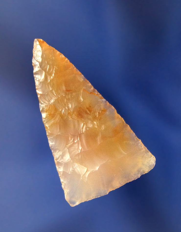 Outstanding! Truly exceptional flaking on this 1 5/8" triangular arrowhead - Columbia River.