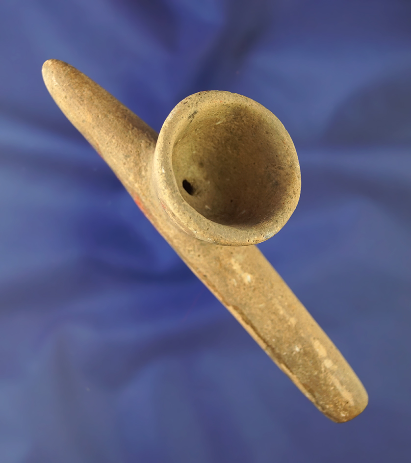 5 1/2" Caddo clay Pipe found in Arkansas in very nice condition. Ex. Von Hilliard. Dickey COA.