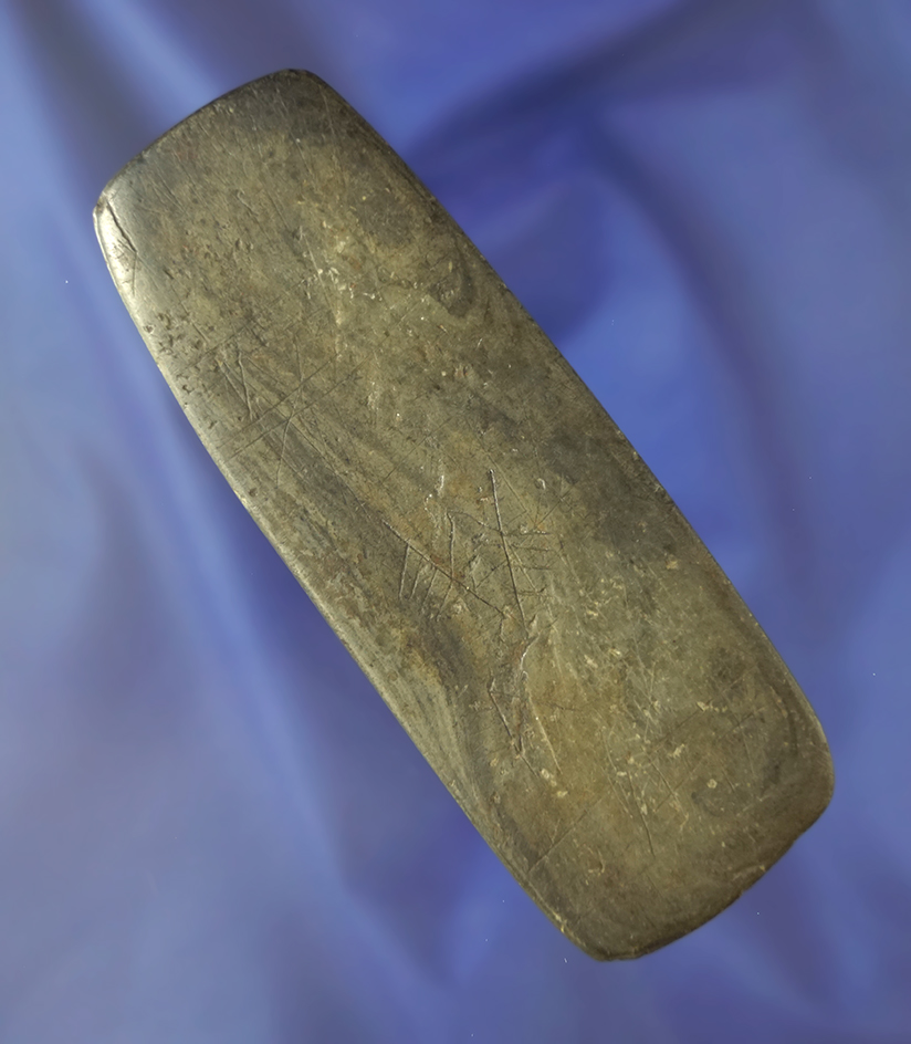 Excellent engraving! Very rare, highly engraved 4 5/16" Adena Tablet  found in Ross Co., Ohio.