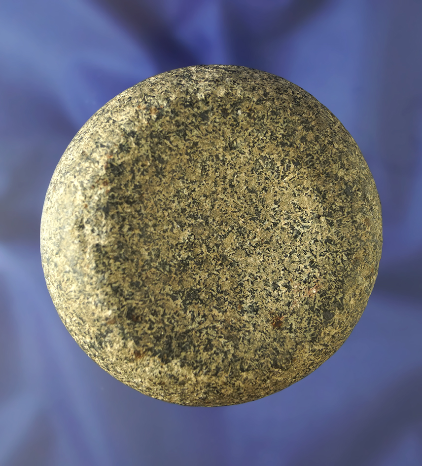 3 1/8" double cupped Hardstone Discoidal found near the Indiana/Illinois border.