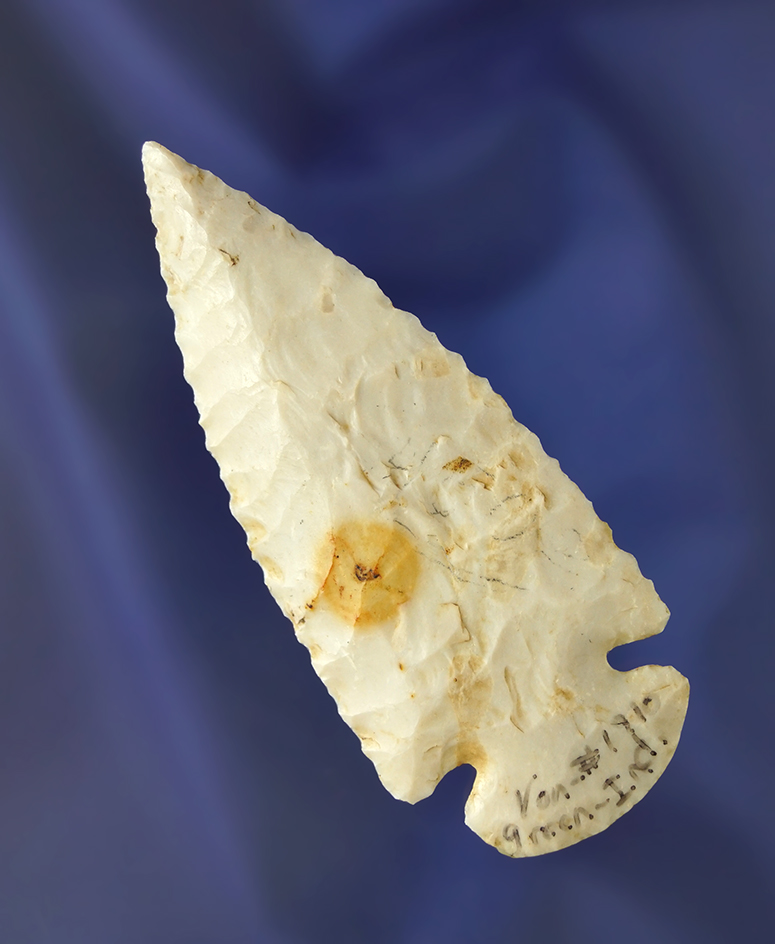 3 3/16" Dovetail found in Greene Co., Indiana. Ex. Von Hilliard. Comes with a Dickey COA.