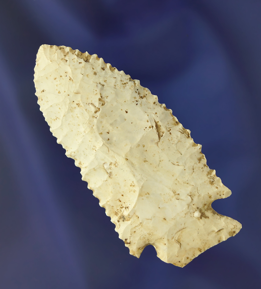 3" Serrated Stilwell found in Pike Co., Illinois.  excellent serrations on blade edges.