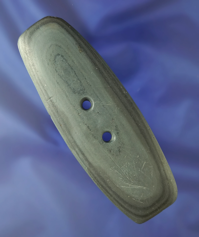 4 3/8" banded slate Gorget with some tally marks found in Ohio.