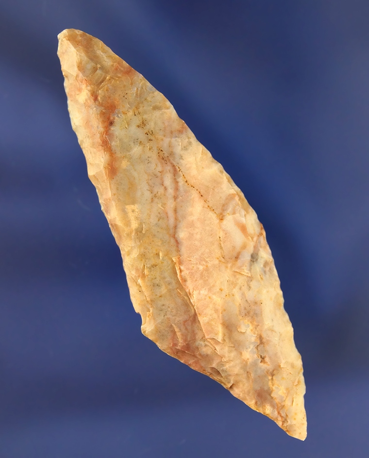 3 3/8" Harahey Knife made from Alibates Flint and found in Central Texas. Bennett COA.