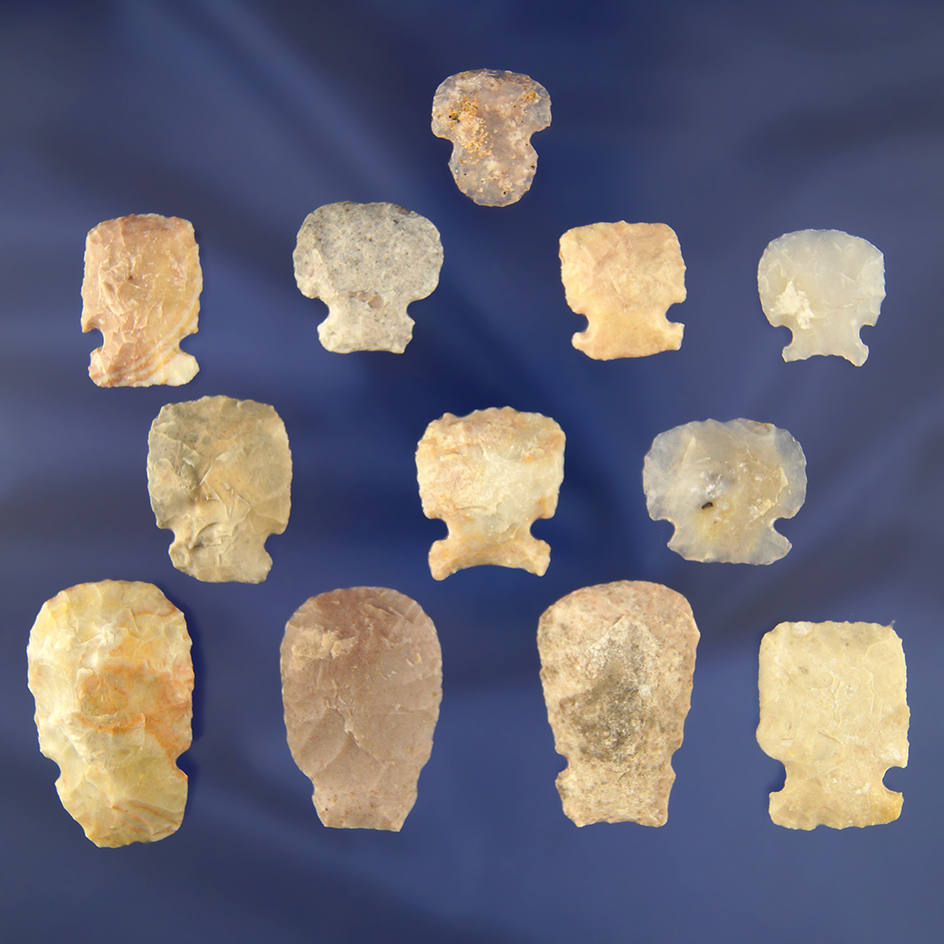 Set of 12 Hafted Scrapers from the Southwest Texas collection of Kaye Don Bruce. Bennett COA.