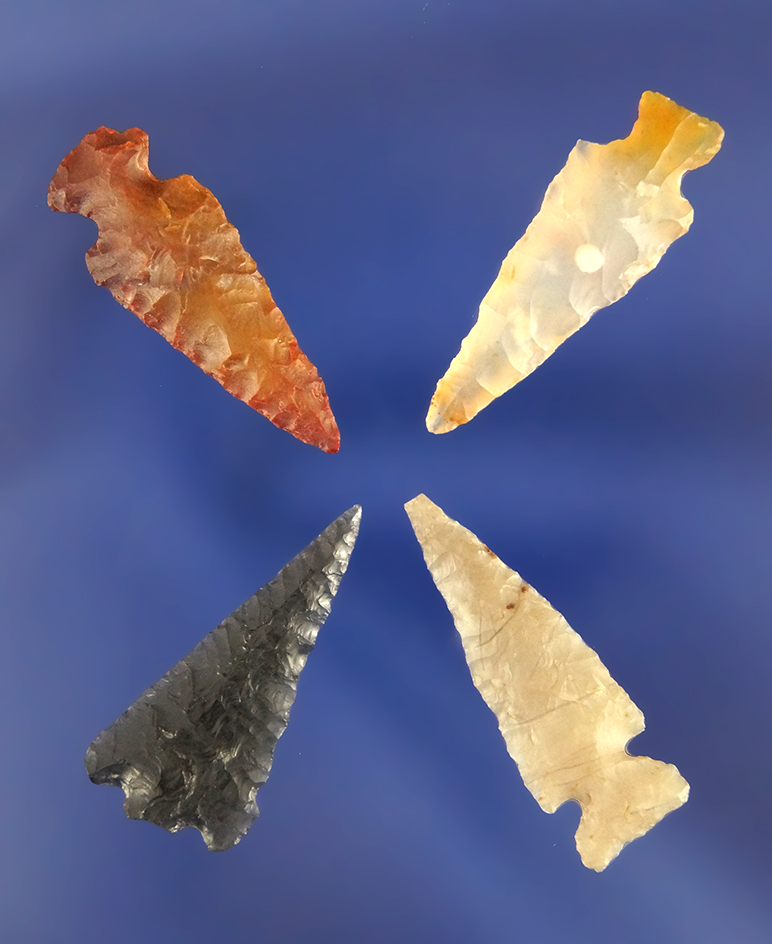 Set of four nice Gempoints, largest is 1 3/16" found near the Columbia River, Washington.