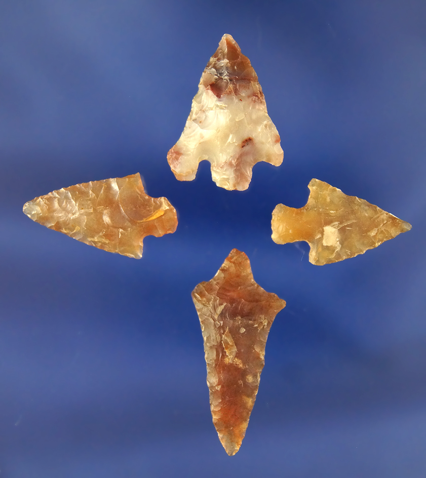 Set of four nice Gempoints found near the Columbia River, Washington. Largest is 1 1/4".