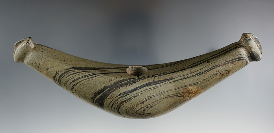 6" Knobbed Crescent found near Eaton, Preble Co., Ohio. Pictured in Ohio Slate Types, page 12.