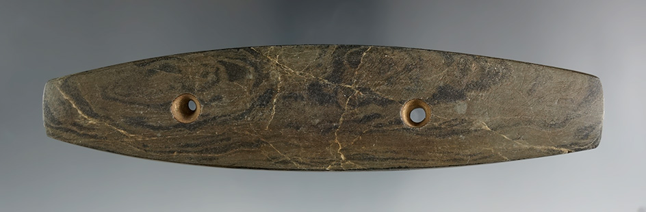 5 3/4" Hopewell Bar Gorget found in Brown Co., Indiana. Ex. Clyde Theler, Charlie West, Dennis Link