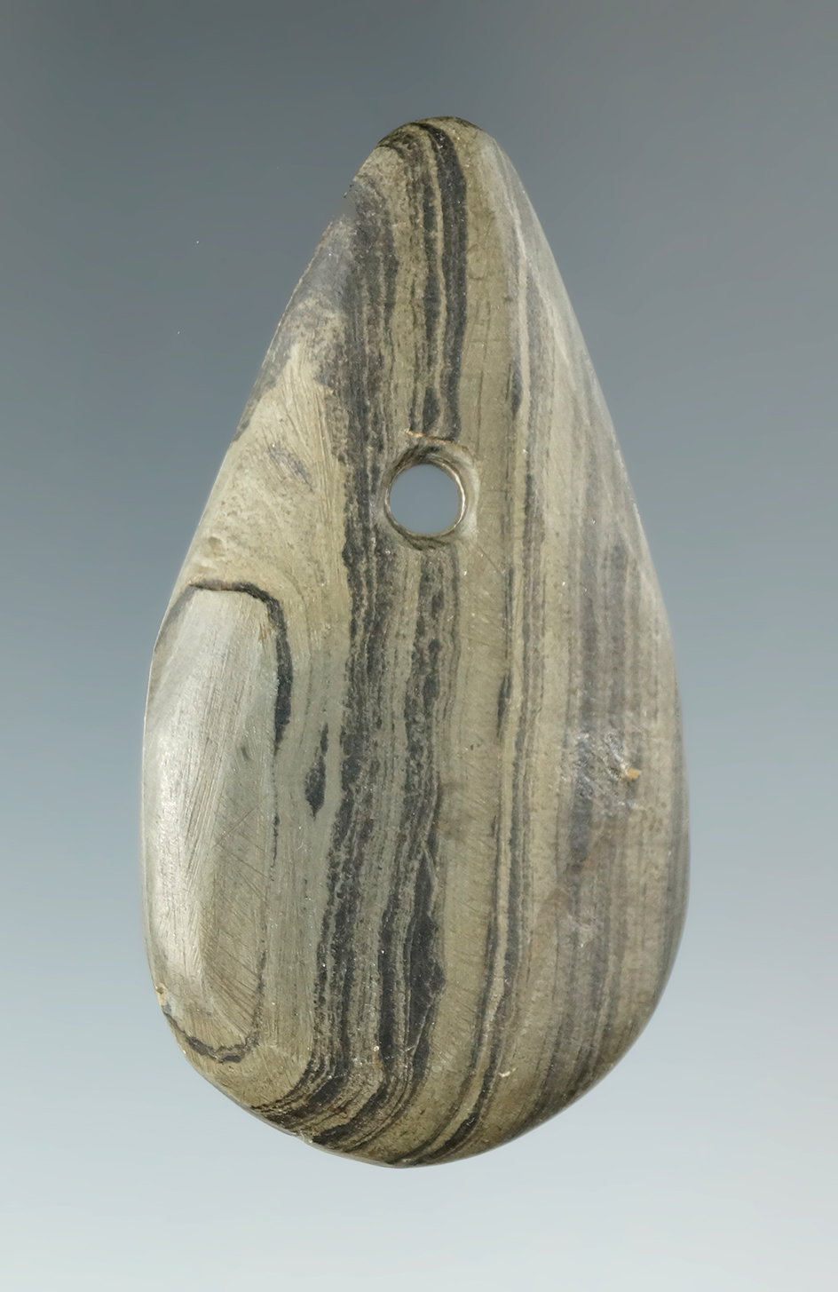 Miniature 2 1/2" Mississippian Pendant found in Branch Co., Michigan. Ex. Walters, Hooks.