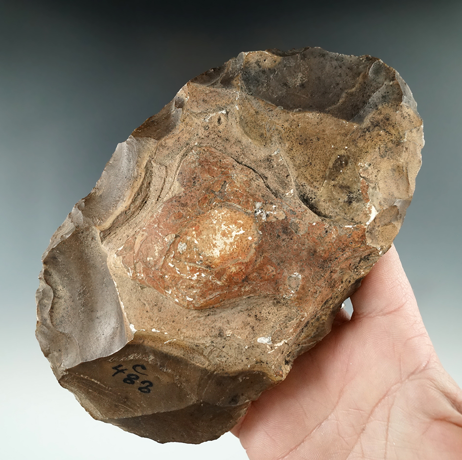 Large 6 3/8" Acheuleo - Levalloisian chopper found in the Fayoum depression, Egypt.