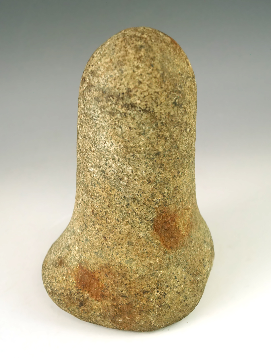 5 3/16" Bell Pestle with a nutting divot on base found in Ohio.