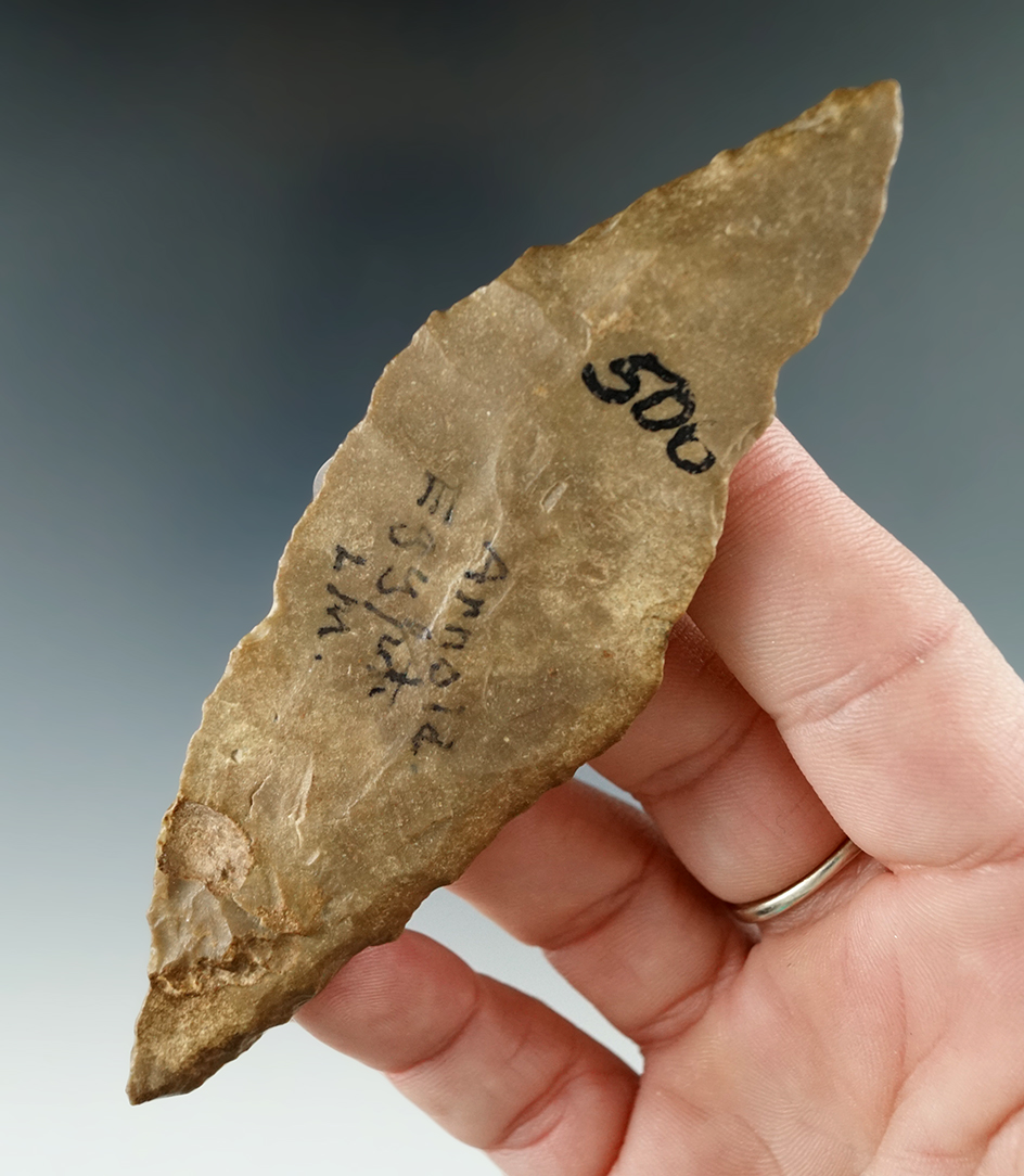 4 5/16" Aterian beveled Knife from Kharga, Egypt. Ex. Henry Taylor, Bill Morano, Len Weidner.